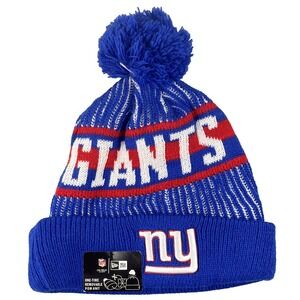 New York Giants New Era Winter Hat‎ Beanie Pom One Size Blue NFL Football NEW